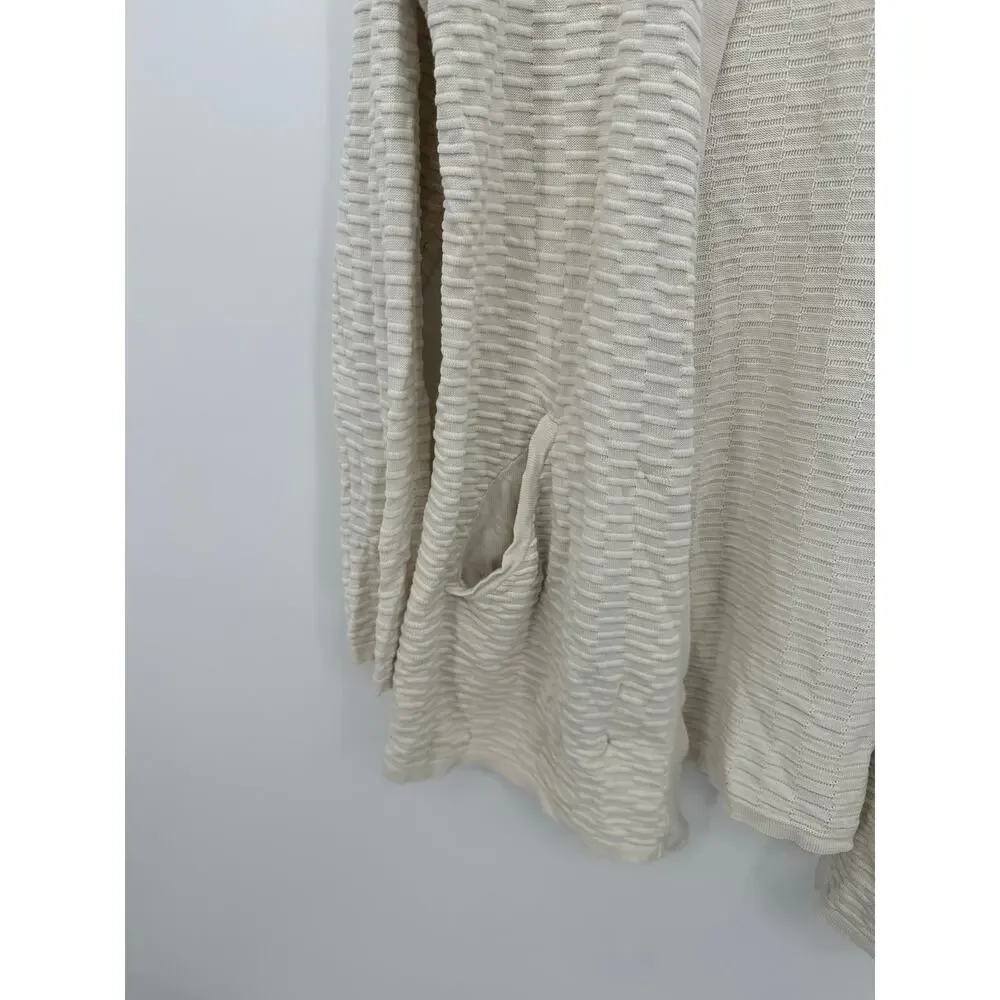 Eileen Fisher Womens Cream Knit Cardigan Sweater Size M Silk Blend Sustainable - Picture 3 of 7